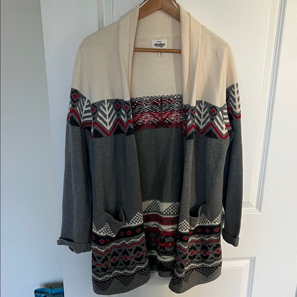 Hatley Heritage Gray and Cream Patterned Cardigan